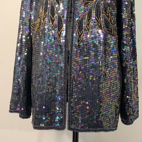 Vintage Creative Creations by Jewell Queen Beaded Silk Jacket Size: L - Picture 4 of 16